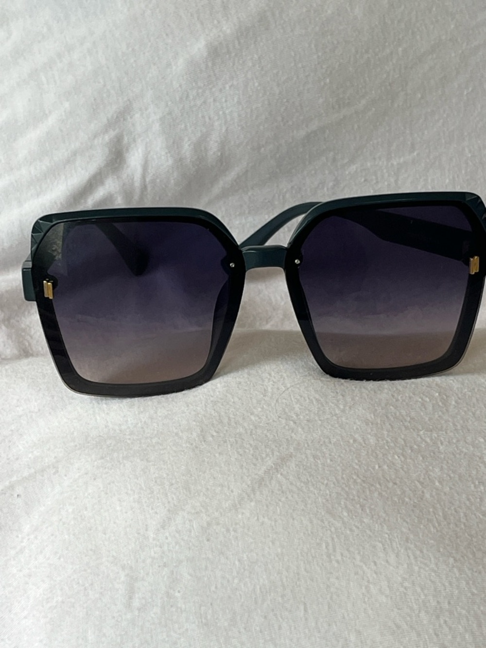 River Blue CHANEL Black Square Gradient Lens Women's Sunglasses